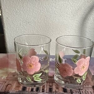 Franciscan Dessert Rose Glass High Ball Tumblers (Pair of 2)